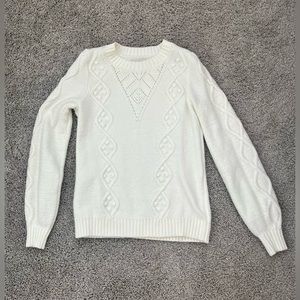 Loft Women’s Bobble Cable Sweater, Whisper White, XS